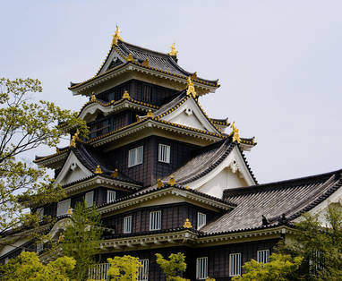 Het Okayama kasteel in Kyoto in Japan