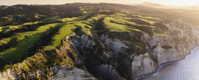 Een prachtig uitzicht vanaf de golfbaan in Cape Kidnappers.
