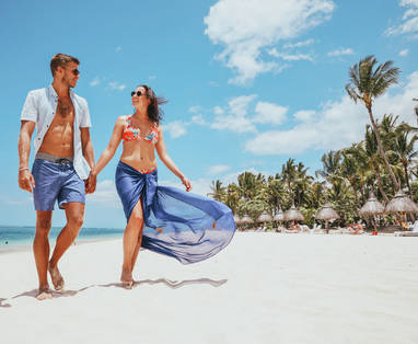 Romantische wandelingen maken op het Flic en Flac strand