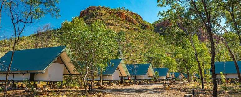 vooraanzicht tent cabines van El Questro Emma Gorge