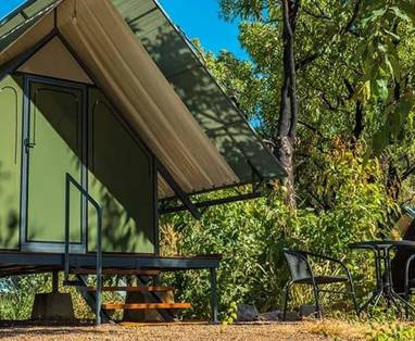 vooraanzicht tent cabine van El Questro Emma Gorge